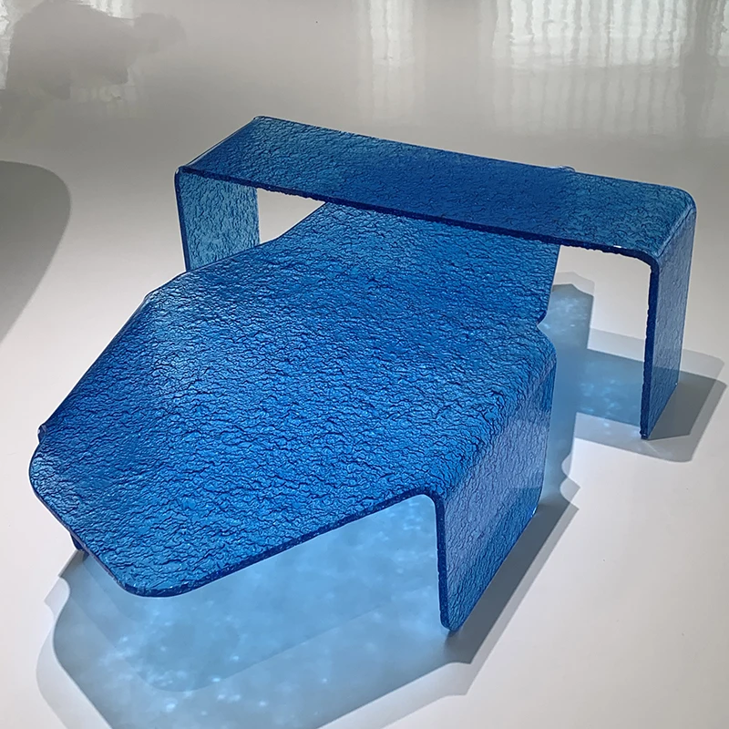 Luxury Living Room Furniture Blue Acrylic Coffee Set Table Stackable Coffee Tables