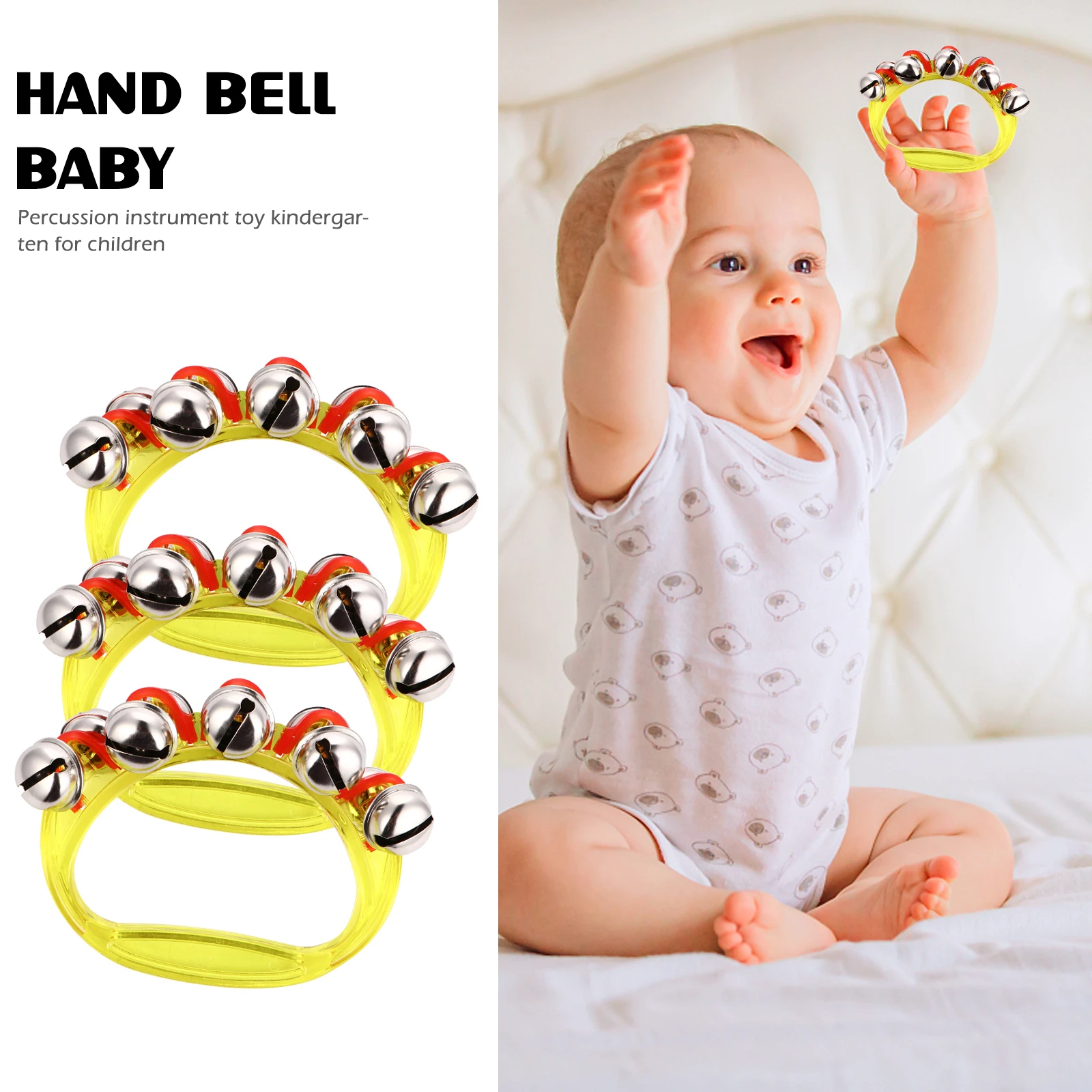 3Pcs Colorful Plastic Hand Rattle Infant Handbell Plaything Early Learning Percussion Sound Stimulator Baby Coordination