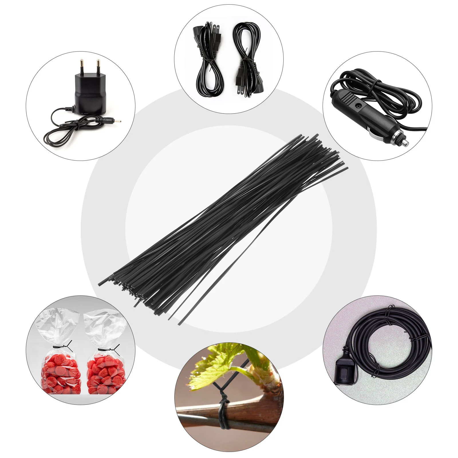 500pcs 15cm Galvanized Iron Wire Ties Cable Wrap Organizer Ties (Black) cable ties cord tie wire tie wraps