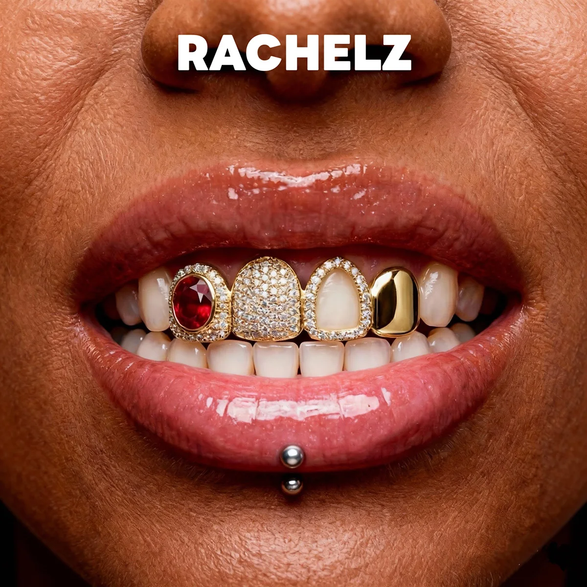 RACHELZ Vintage rouge vert Zircon dents creuses Grillz Hip Hop lisse CZ pierre bouchons de dents pour femmes hommes bijoux cadeau
