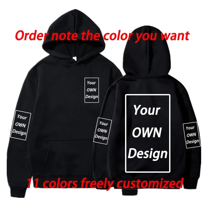 Benutzer definierte Hoodies T-Shirts für Männer Frauen DIY Logo Manga Print Herren bekleidung angepasst lose lässige Sweatshirt Hoody 11 Farben