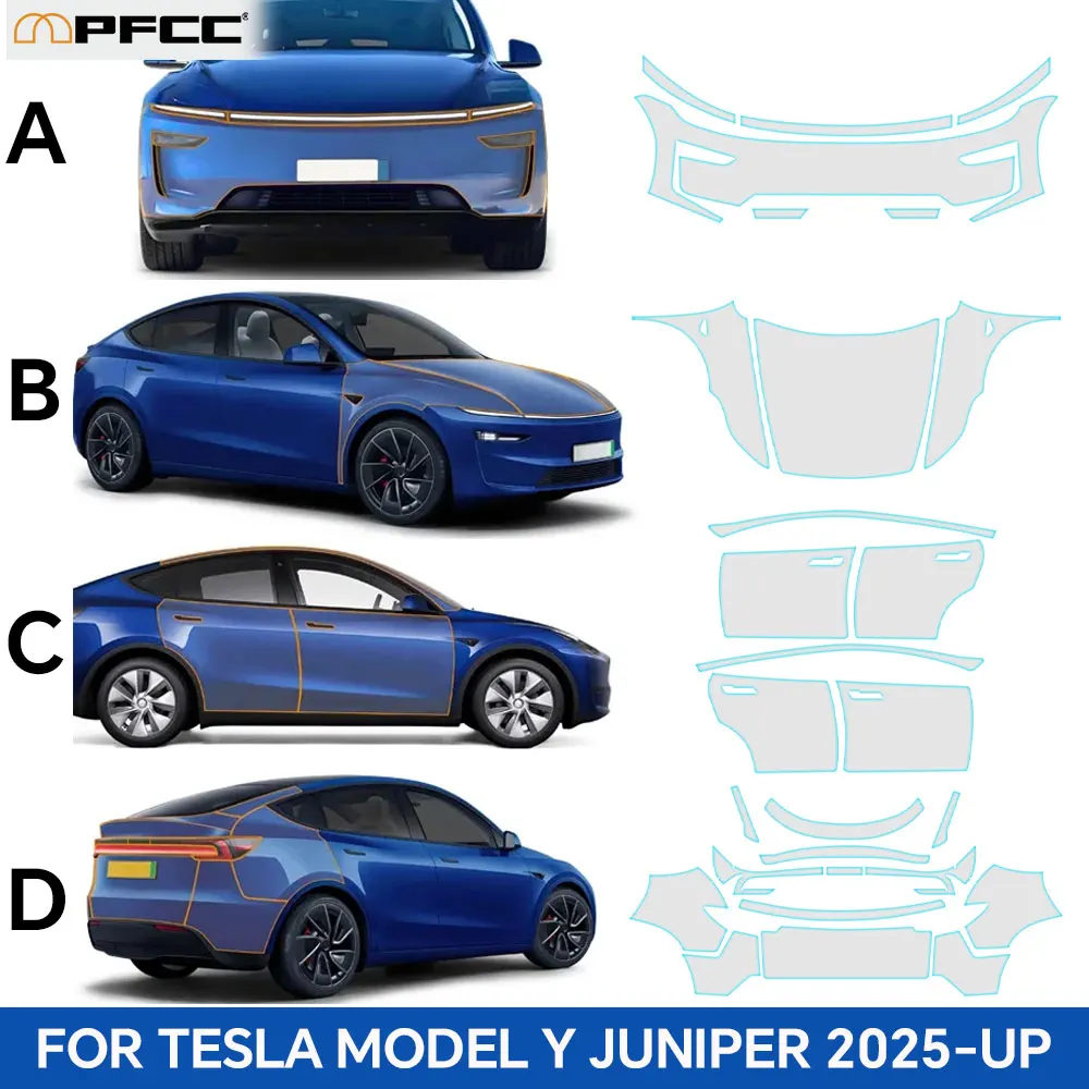 

For Tesla Model Y Juniper 2025 2026 TPU Paint Protection Film Pre-cut PPF Car Body Bumper Anti-Scratch Bra Resistant Clear Kit