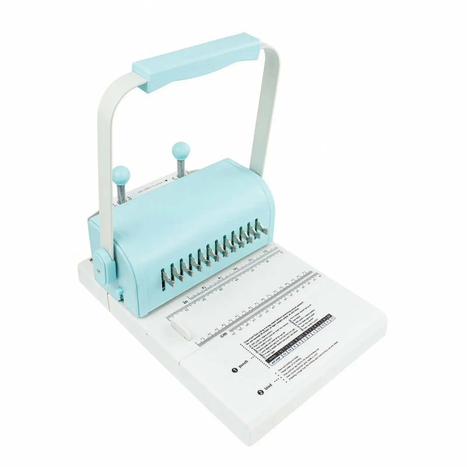Compact Desktop Binding Punch Machine for School Projects with Metal Base and Ruler Guide