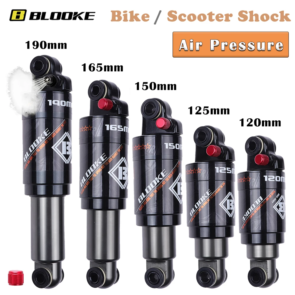 BLOOKE-Air Shock Задний амортизатор MTB Велосипед E-Bike Kindshock Горный велосипед Скутер M365 KUGOO M5 M4 Передний 120 мм 125 мм 150 мм 165 мм