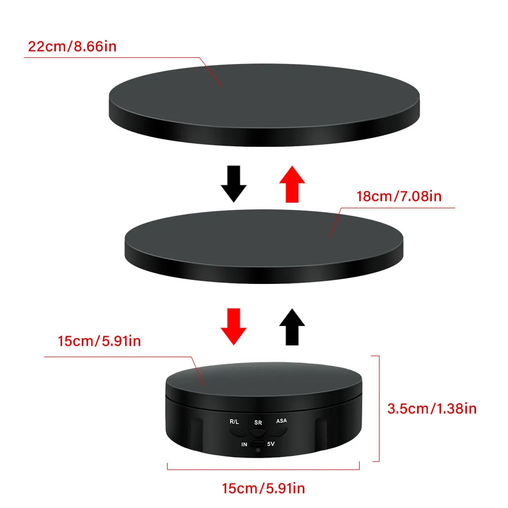 

3 Speeds Motorized Rotating Display Stand USB-Powered Adjustable Speeds for Jewelry/Shoes Photography Video Commercial Shooting