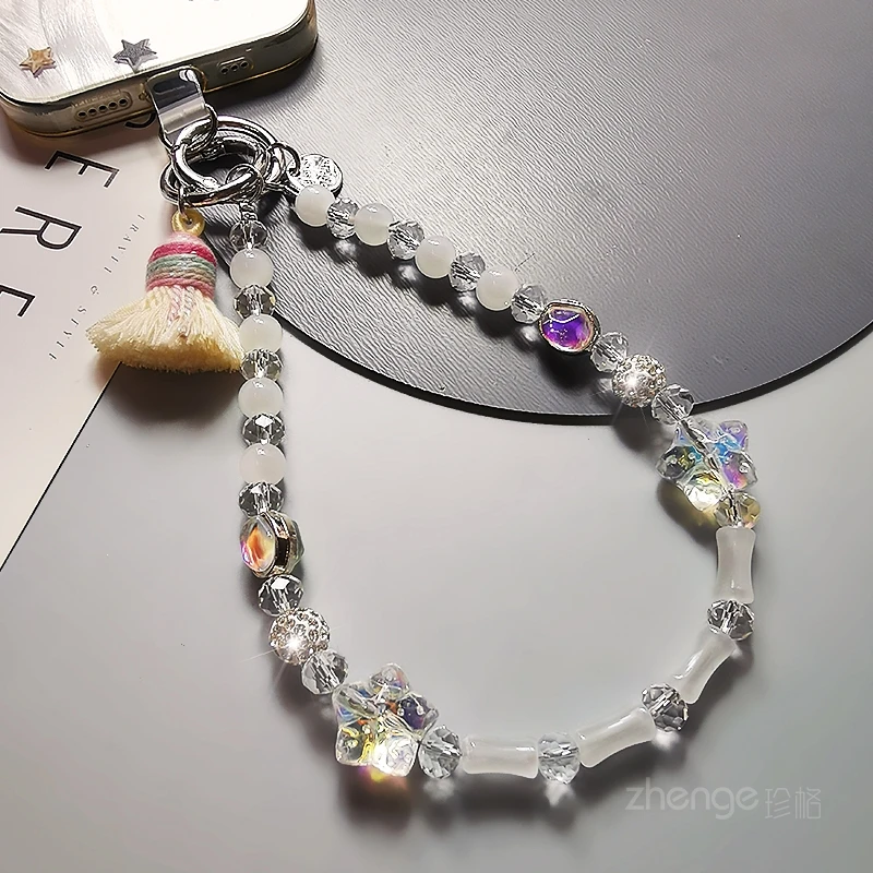 

‌ Незаменимые вещи для путешествий на природе! Ремешок для телефона с бусинами и защитой от потери, с кисточкой, милым кулоном Минни, совместимый с камерами и телефонами