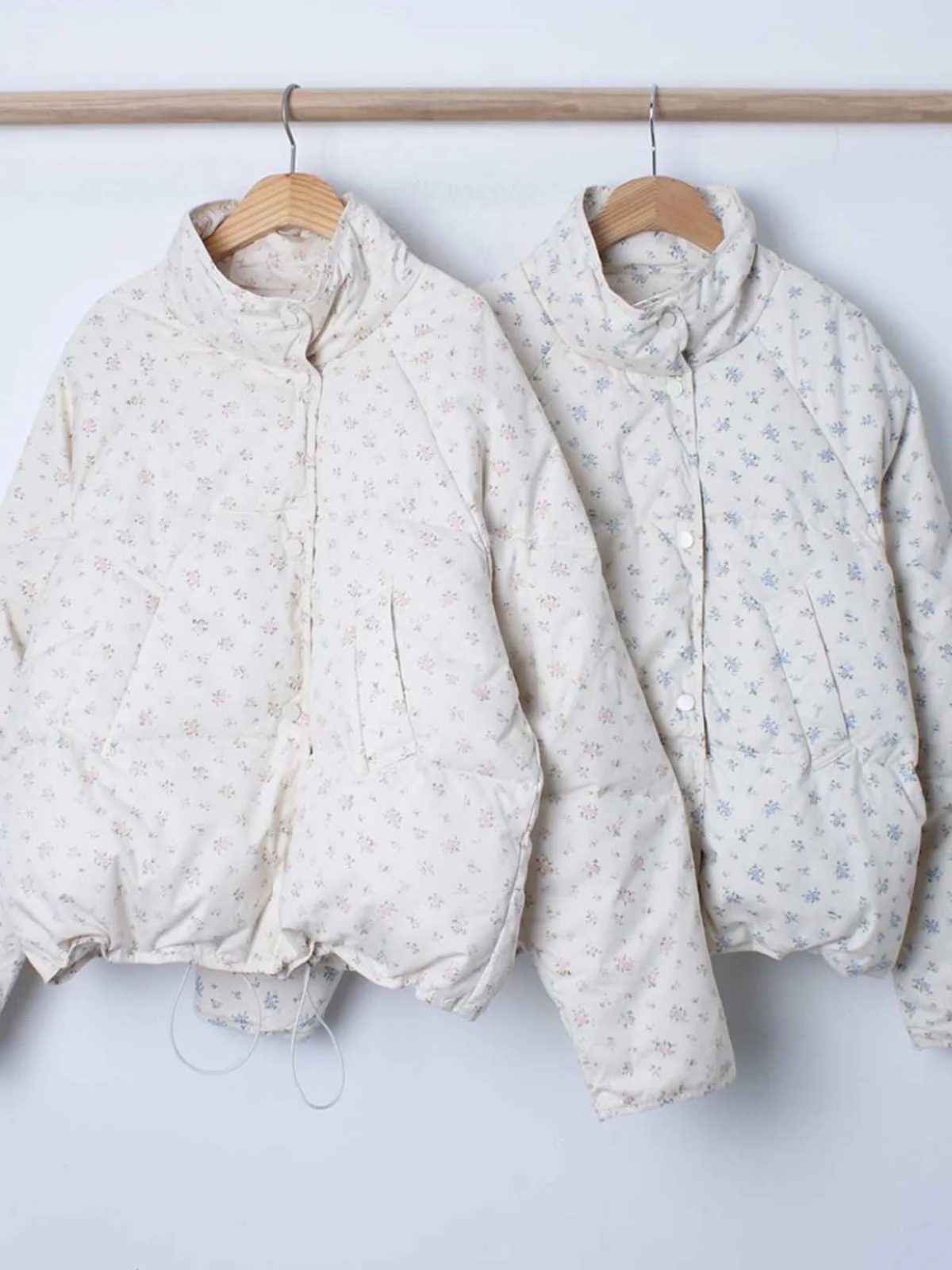 Jaqueta fena de aodão sso com estampa floral fofa, gola alta, estilo pão solto, agasalho quente, versão coreana, viagem