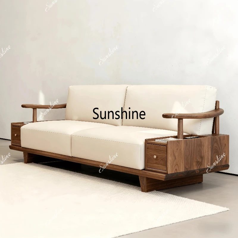 

New Chinese Solid Wood Simple Light Luxury Storage Sofa Living Room High-end Home Customization