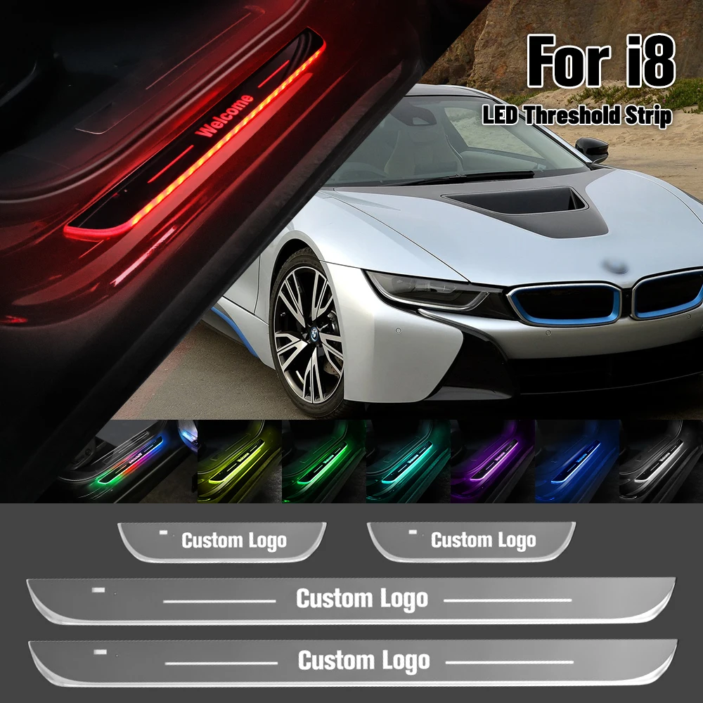 For BMW i8 2014-2019 Car Door Sill Light Customized Logo LED 2015 2016 2017 2018 Welcome Threshold Pedal Lamp Accessories