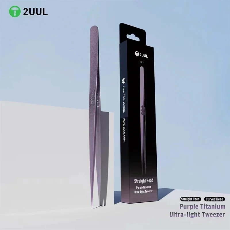 2UUL Ti21 Ti22 Titanium Ultralight Tweezer Purple Curved/Straight for Mobile phone Repair High Precision Flying WireTweezers