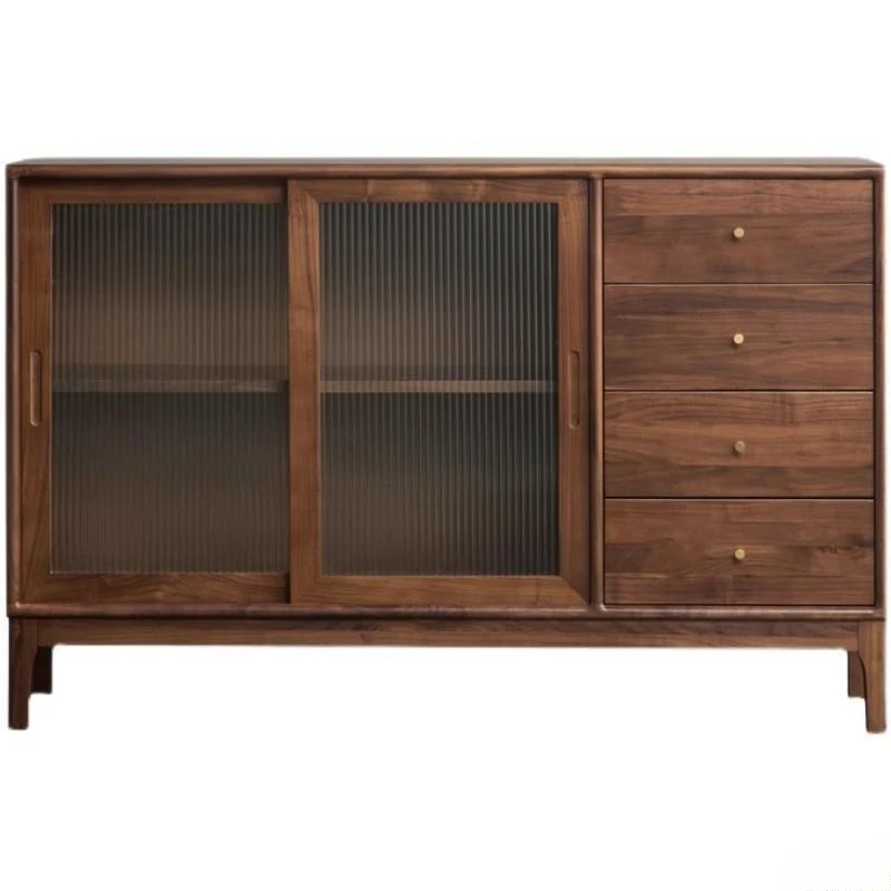 

Black walnut all-solid wood sideboard, modern minimalist storage cabinet