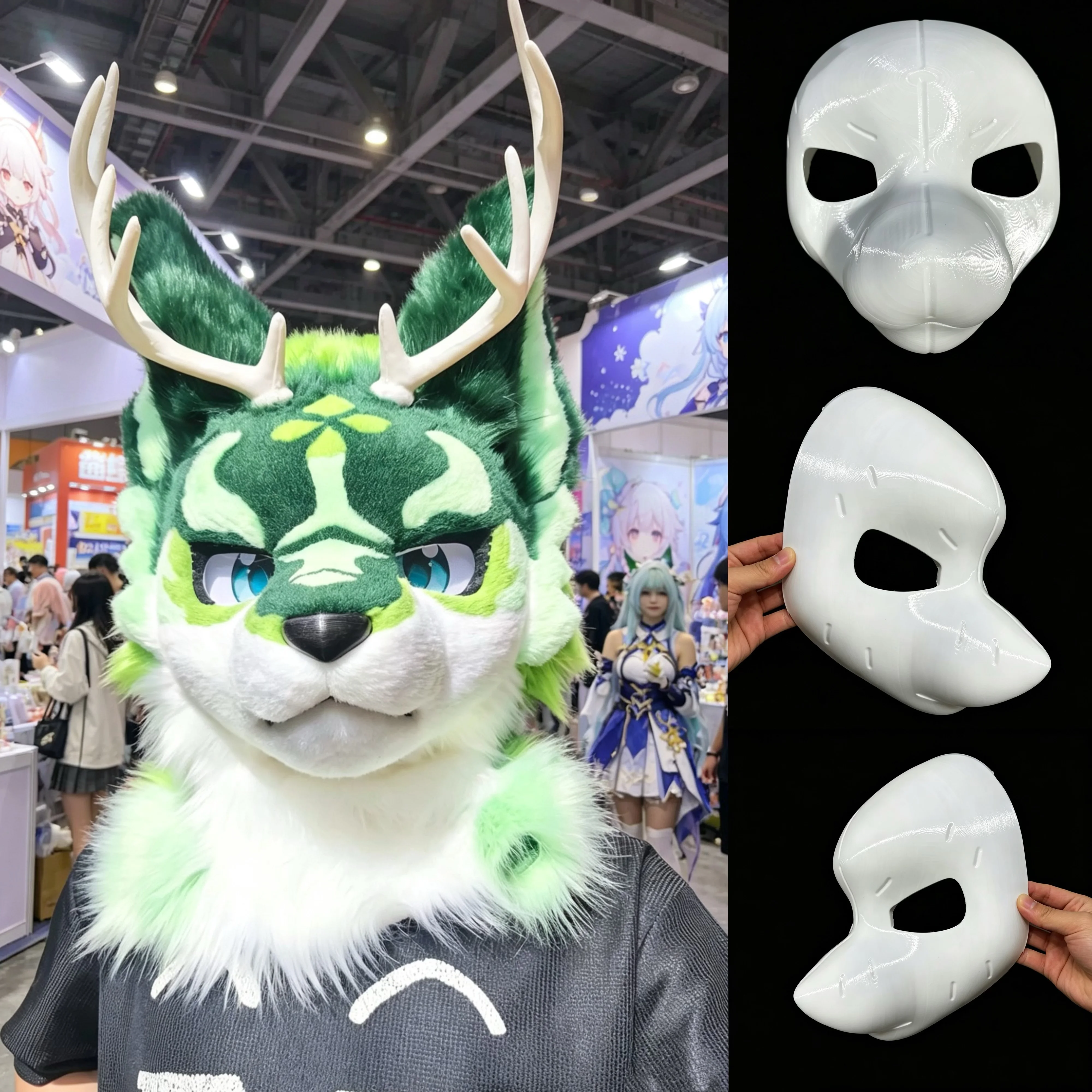 

Kemono Base Mask Small Deer Mid To Long Snout Fursuit Kig Serie Beast Suit 3D Printed Skull Costume DIY Accessories Cosplay Mask