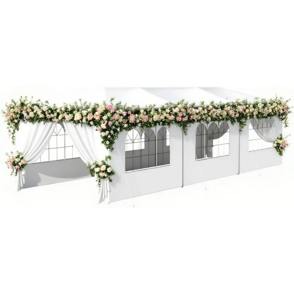 

Party Tent 10x30 Outdoor Wedding White Tents for Parties, Heavy Duty Gazebo Event Canopy Shelter with 8 Removable Sidewalls