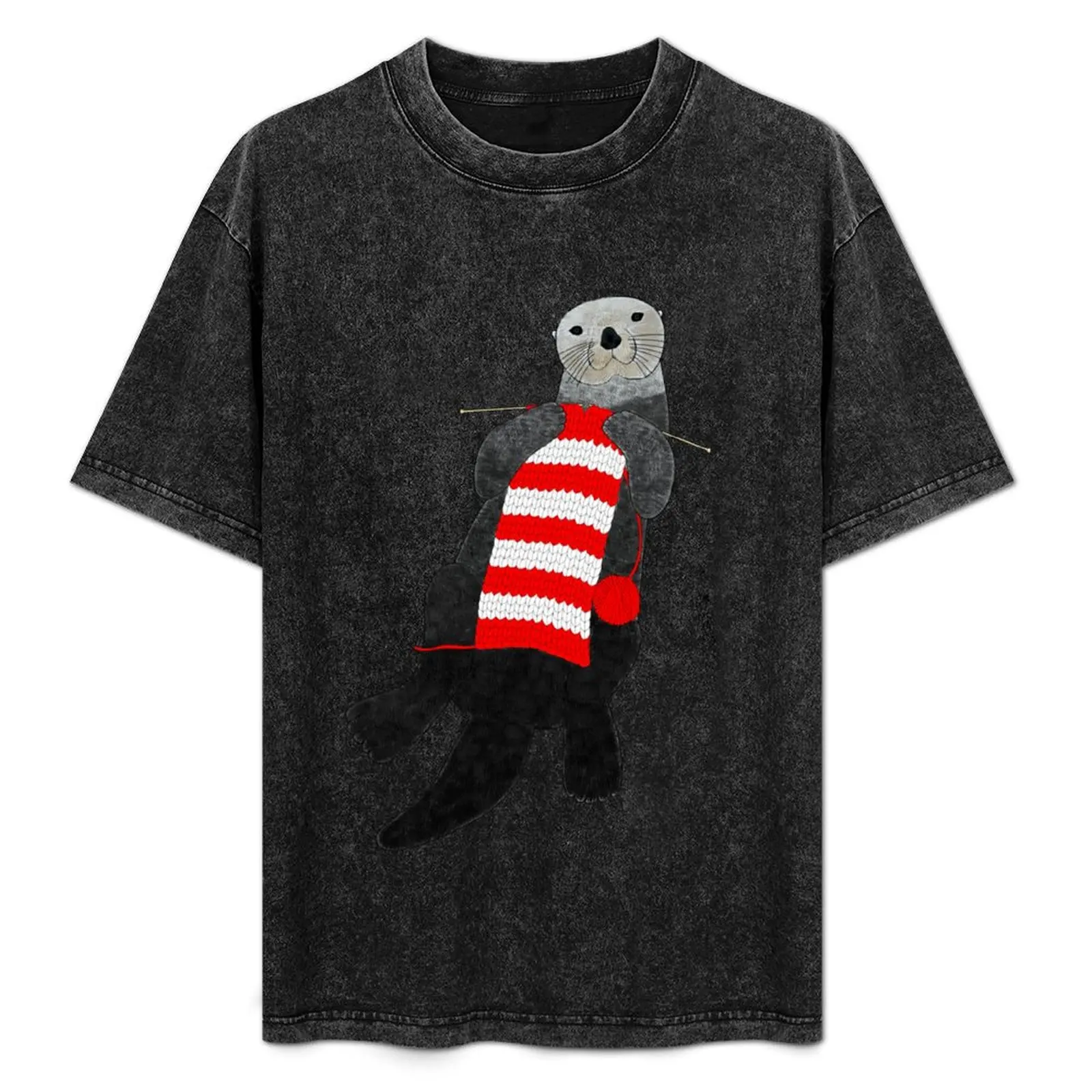 

Knitting sea otter T-Shirt Worker Basic Short Sleeve Tee