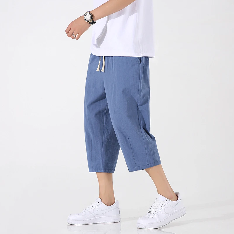 Eis Seide Dünne Männer der Sommer orts Lose Breite Bein Baumwolle Leinen Hosen Harajuku Sle Casual Lose Fit Jugendliche Energie trendige Marke