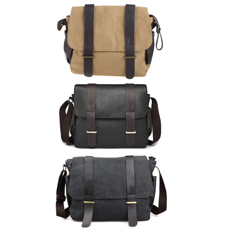 Lässige Canvas Satchel Messenger Bag Umhängetaschen für Männer Reisen Camping E74B