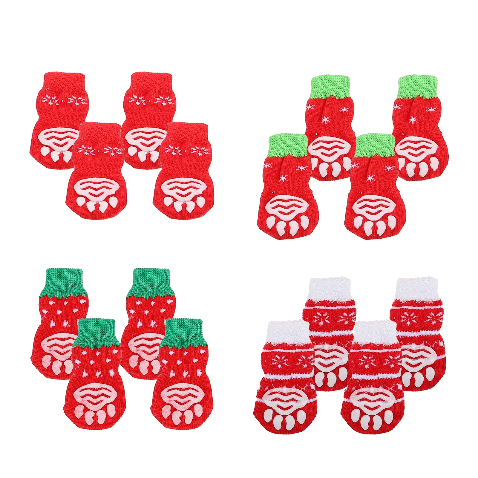 

16Pcs Anti-Slip Dog Socks Adorable Pet Footwear Warm Socks for Dogs Protection from Cold Snow Floor Pet Paw Protectors Set