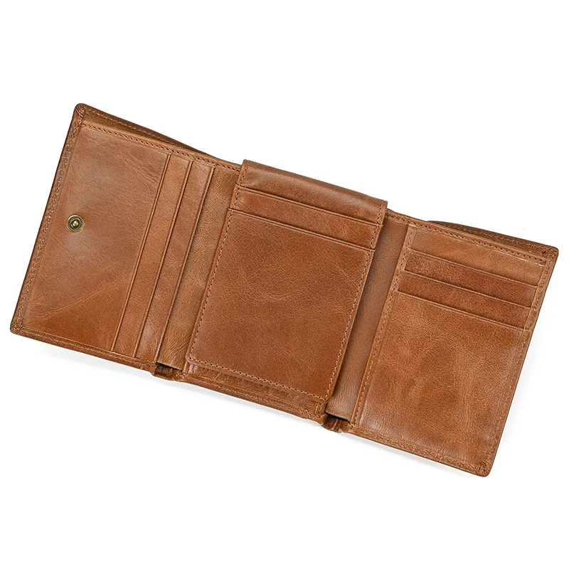 Genuine Leather Wallet for Men & Women, Photo Sleeve & Removable Inserts, 12 Card Slots, Pull-Up Leather Bifold Short Wallet