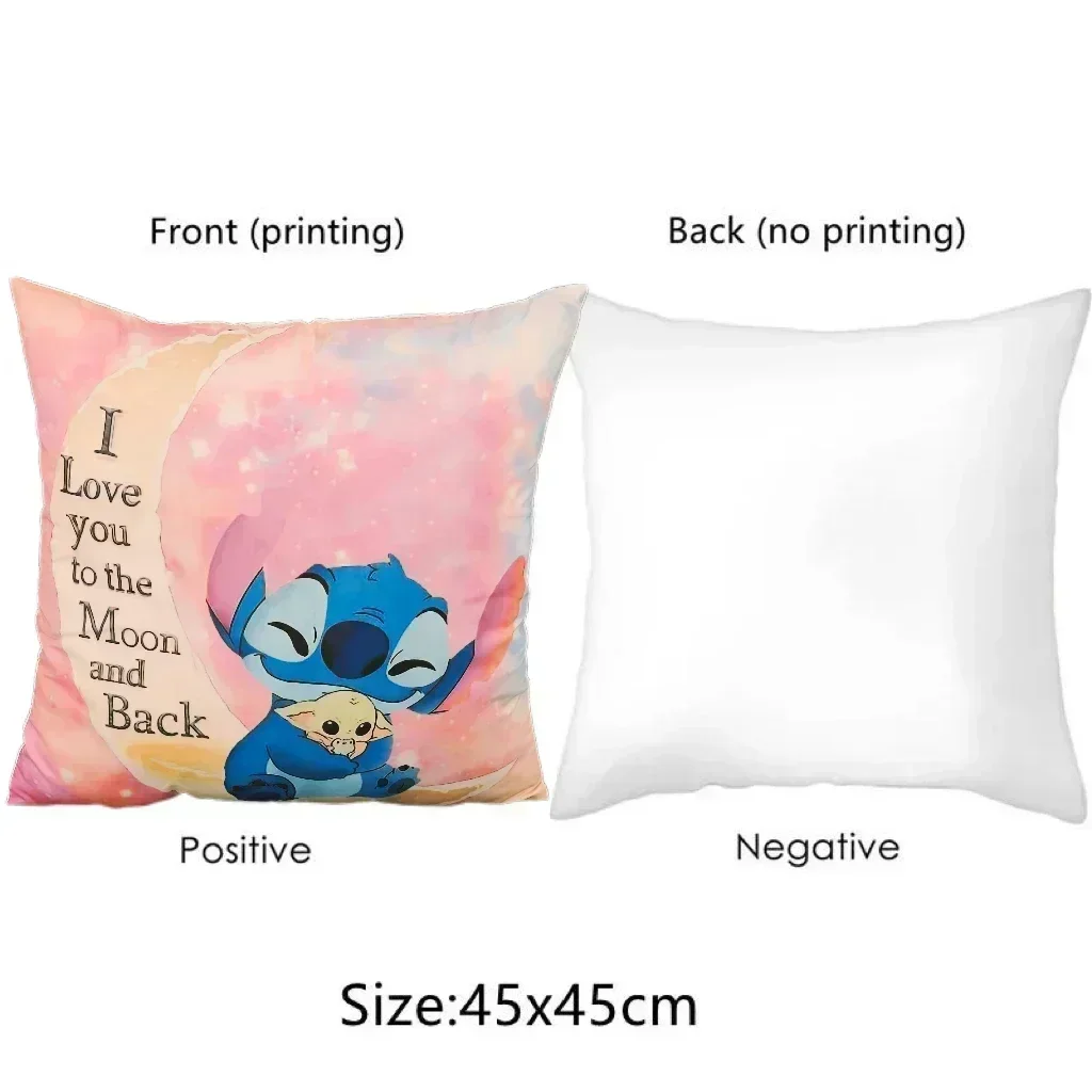 Disney Stitch Pillowcase Cute Cartoon Stitch Cushion Cover Living Room Sofa Pillowcase Bedroom Home Decoration Children\'s Gift