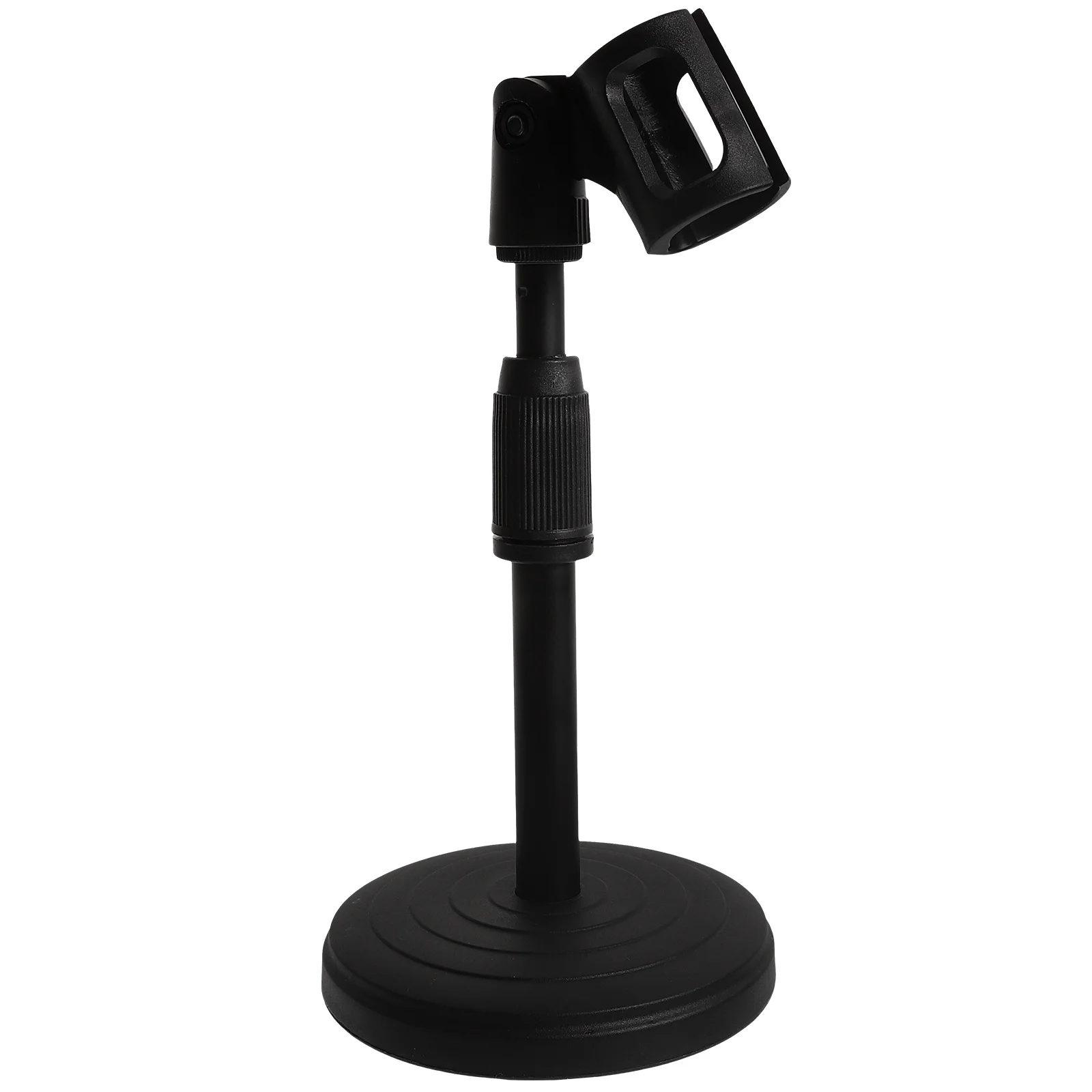 

Desktop Microphone Mic Stand Desk Adjustable Angle Clip Disc Holder Plastic Bracket Support Live Chat Recording