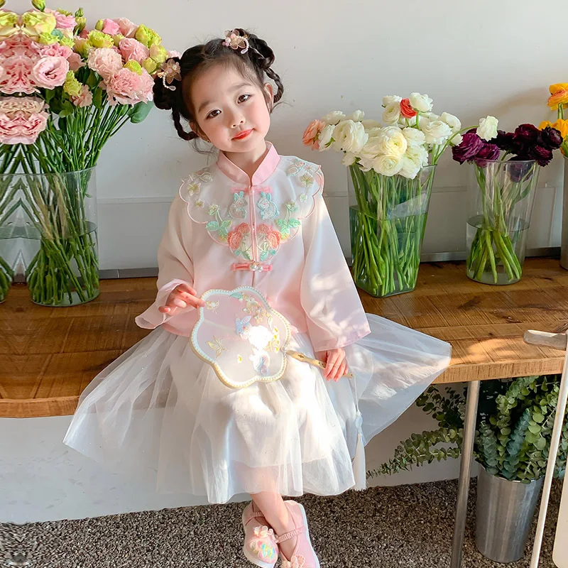 

Autumn Hanfu 2024 New Fashion Baby Spring Princess Skirt Girls' Clothing Children'S Two-Piece Suit