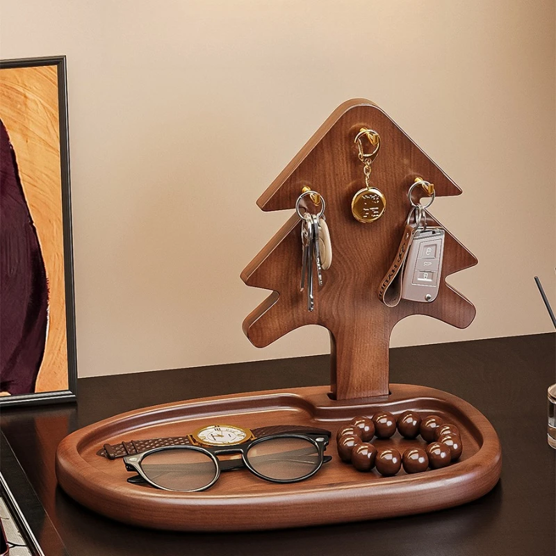 Solid Wood Storage Rack Creative Entryway Ornament Desktop Tray Key Sunglass Holder For Doorway Small Sundries Storage