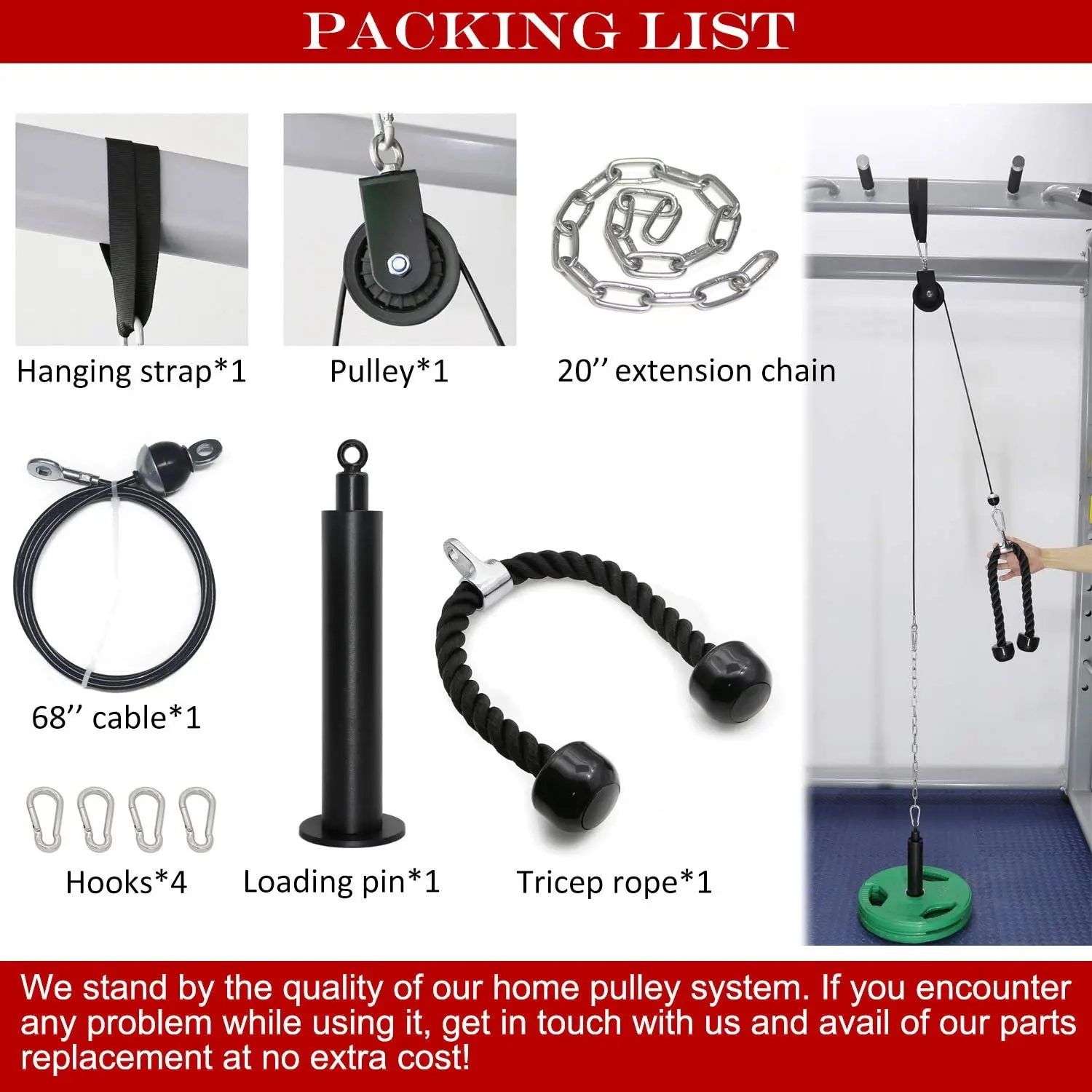 Cable Pulley System Set Weight Strength Training Equipment Wire Rope Muscle Workout Rack Accessories Pull Down Home Gym Fitness