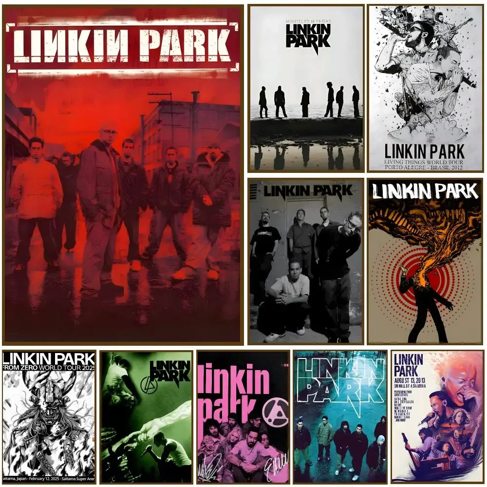 Linkin Park Rock Band Canvas Poster Self-adhesive Living Room Bedroom Party Bar Decor Moisture-proof Fade-resistant HD