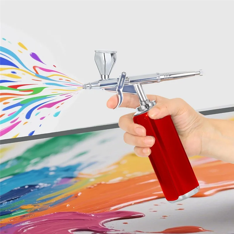 Zestaw aerografu AT29 - Bezprzewodowy zestaw aerografu z kompresorem, narzędzie do malowania miniaturowych modeli z wysoką przepływem powietrza do dekoracji ciast, zielony