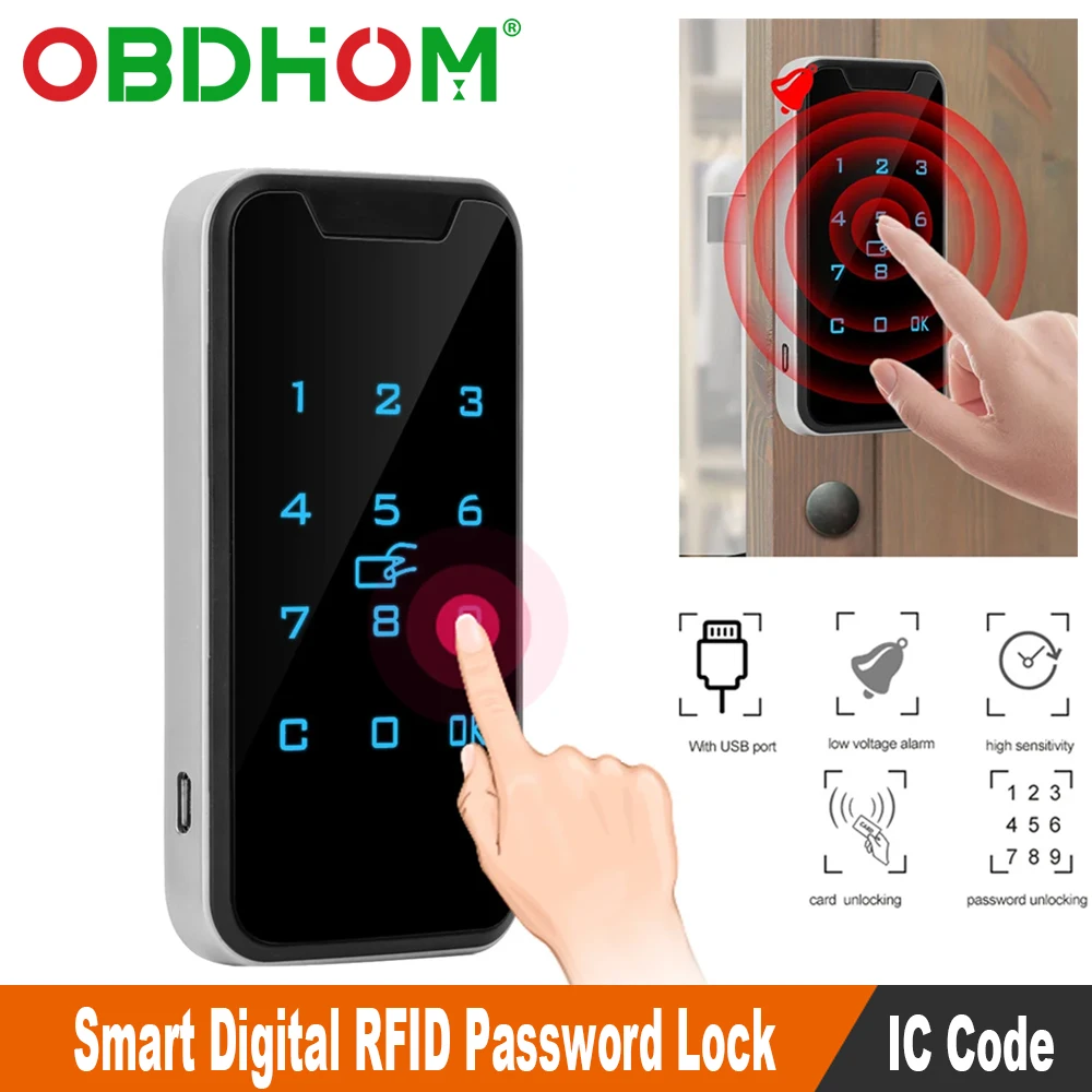 

Smart Digital RFID Password Lock Electronic IC Code Induction Lock Combination Cabinet Touch Keypad Wardrobe File Cabinet Lock