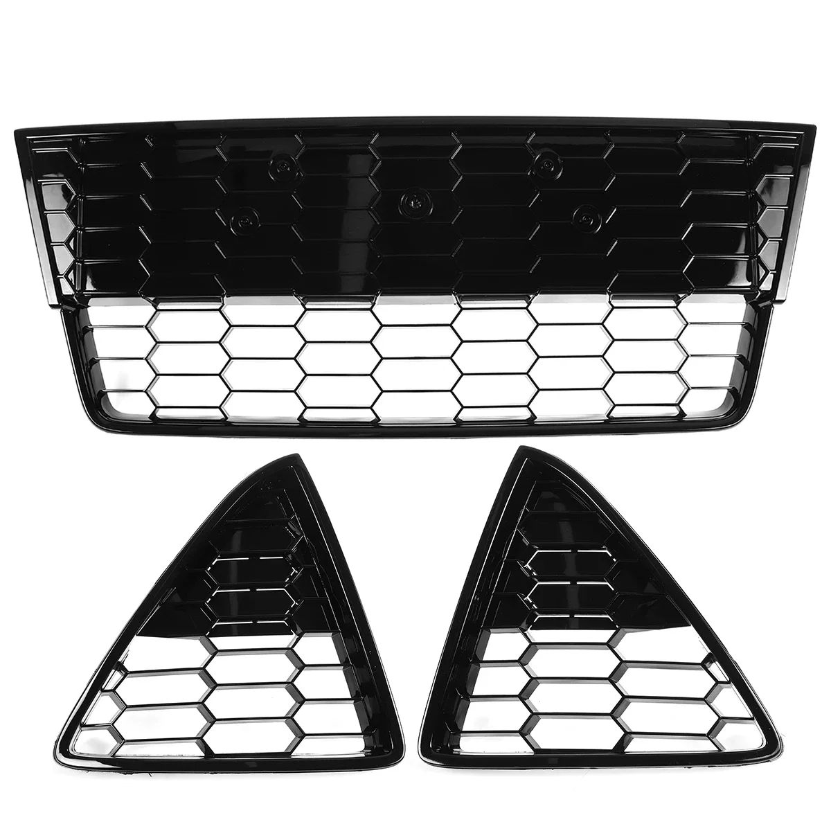 3PCS Car Front Bumper Lower Grille Racing Grills Honeycomb Mesh Zetec S Style For Ford Focus For Estate MK3 2012 2013 2014