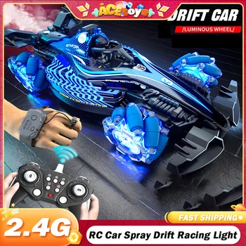 RC Car with Sound Spray Drift Racing Led Light Gesture Dual Mode Remote Control Stunt Cars Electric Vehicle Toys for Boys Gifts