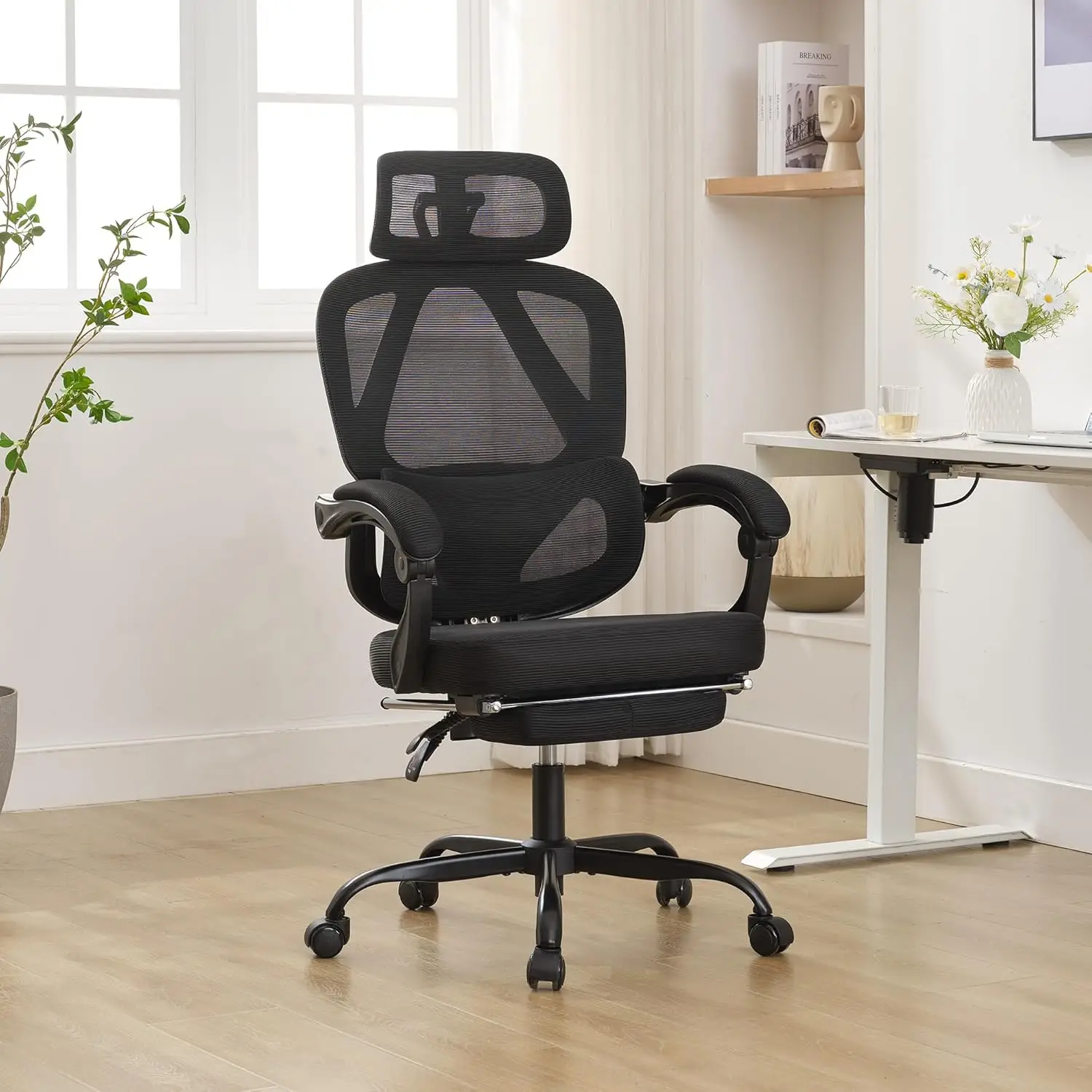 Ergonomic Mesh Office Chair Adjustable Lumbar Support Footrest Black 90-135 reclining chair Back Computer Chair Home Furniture