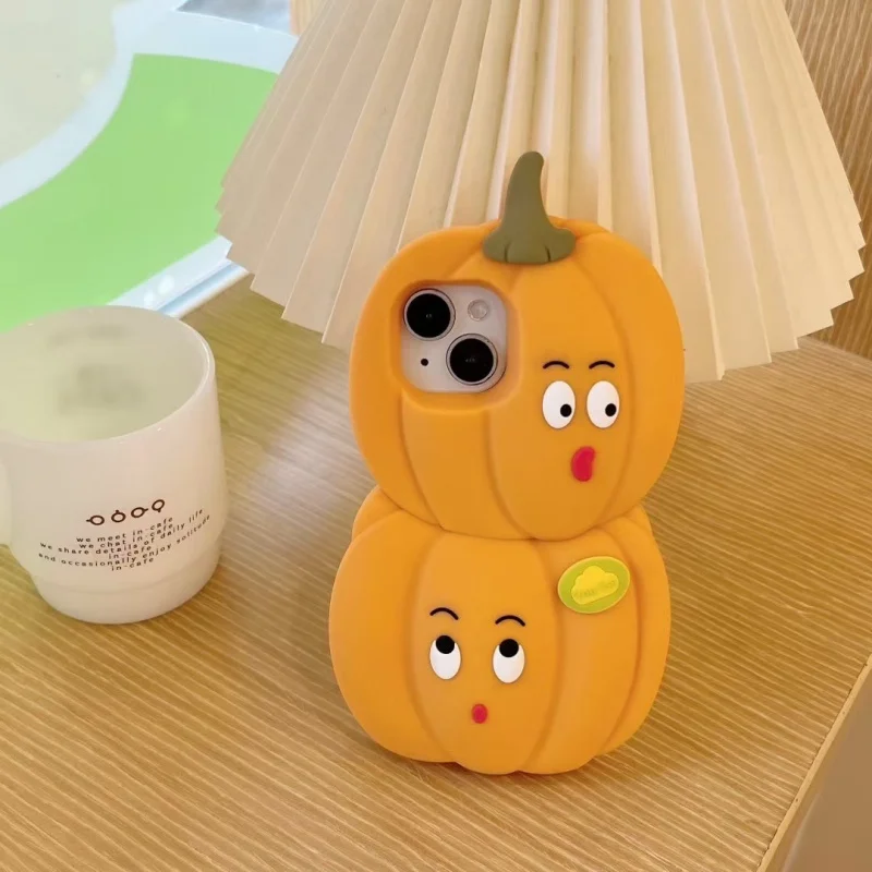 

3D Emoji Pumpkin Silicone Protective Case for iPhone 16/15 Pro Max/14/13 - Stylish & Personalized Design