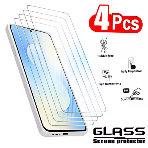 4Pcs Tempered Glass for Samsung Galaxy S25 FE Screen Protectors Full Cover Protective Glass HD Film S25FE S25 S24 S23 S21 S20 FE