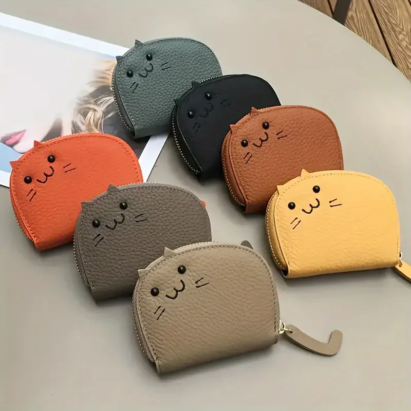 Cartoon Cat shaped design Wallet Women\'s Multi-card slots Holder Cute Fashion Faux Leather Coin Purse Creative ID Card Holder