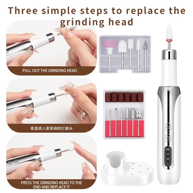 Nieuwe draagbare nagelboor - compacte penstijl met groot scherm, oplaadbaar nagelslijper manicuregereedschap