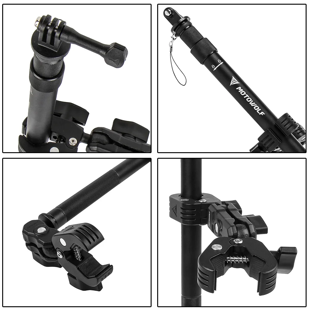 Motorcycle Panoramic Selfie Stick Stable Scalable Gopro Driving Recorder Camera Holder Bracket Universal For Motorbikes Travel