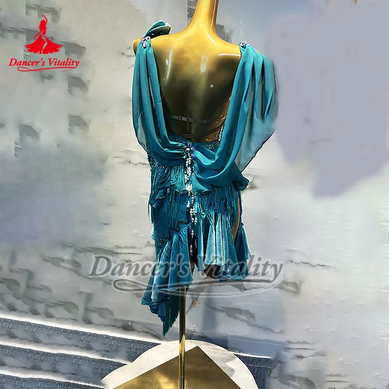 섹시한 여성 Chacha Samba 민소매 AB 스톤 성인을위한 드레스 럭셔리 맞춤형 라틴 댄스 챔피언십 의류