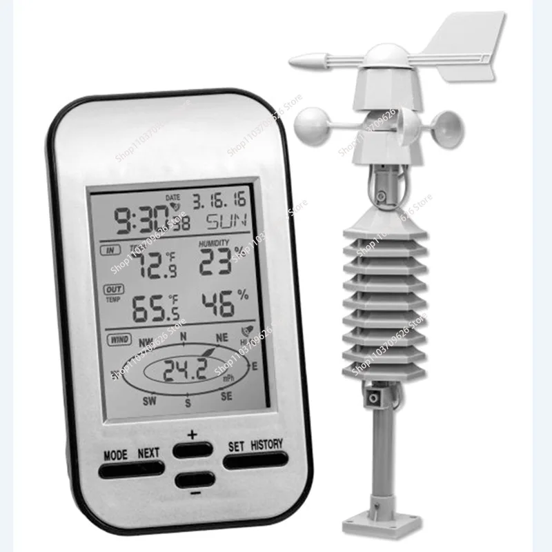 

Wireless Digital Anemometer Weather Station Clock Professional Out Wind Speed Direction Chill Temperature Humidity Meter Sensor