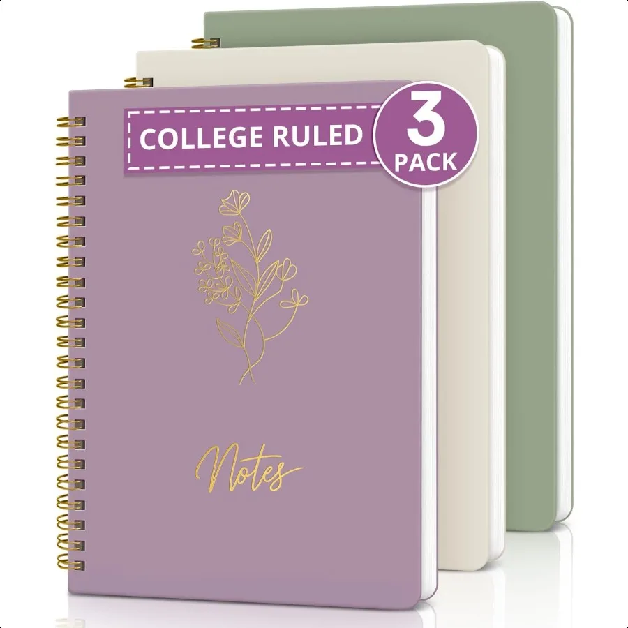 مجموعة جمالية مكونة من 3 دفاتر ملاحظات حلزونية للعمل مقاس A5 مجلة مبطنة بشكل جميل للنساء دفاتر يومية مسطرة للكلية P #1