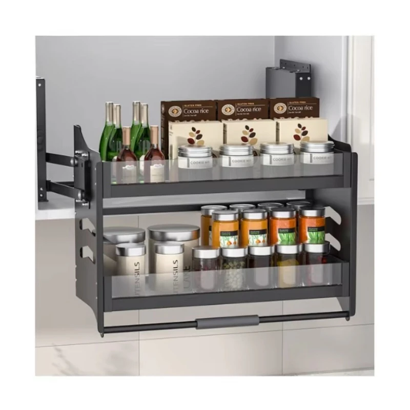 Kitchen 22 26 Inch Steel Lift Basket Pull Shelves Cabinets Lift Shelf System Hardware Pulldown Hydraulic Hidden Cabinet Modern