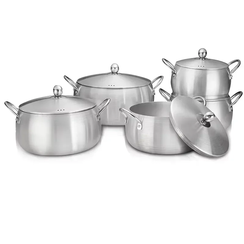 Factory direct sales 5 pieces non-stick aluminum cookware set classic sustainable wholesale removable handle soup cooking pot