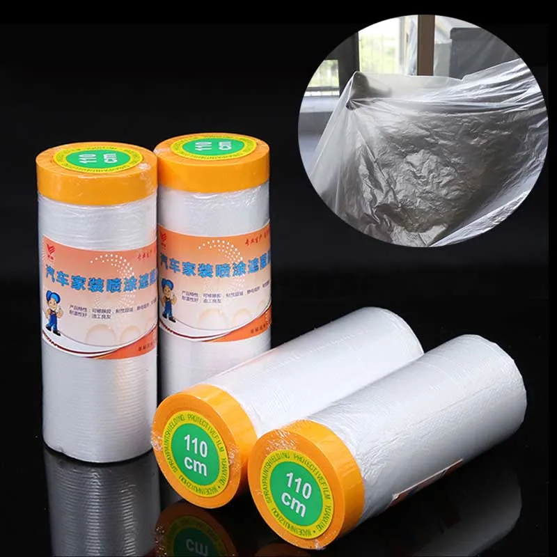 Película adhesiva preadherida para pintores, cinta de película de revestimiento de plástico, película adhesiva para pintura de coche, pintura automotriz, cintas para cubrir muebles
