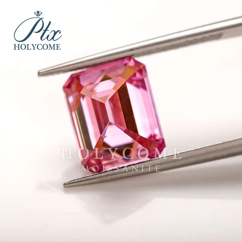 Pink VVS1 Moissanite Brilliant cut Emerald