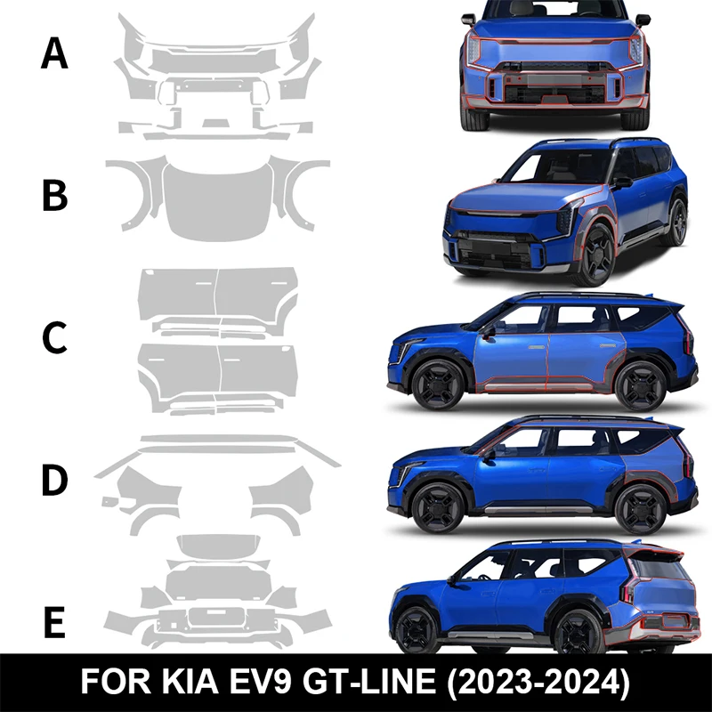 

For KIA EV9 GT-Line 2023 2024 Car Paint Protection Film Pre Cut TPU PPF Anti-scratch Transparent Bra Kit Body Sticker 8.5mil