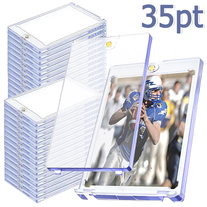 35pt 2pcs Magnetic Card Holder Plastic Protector for Trading Cards  Baseball Sports Yugioh Display Case Magnet Top Loader