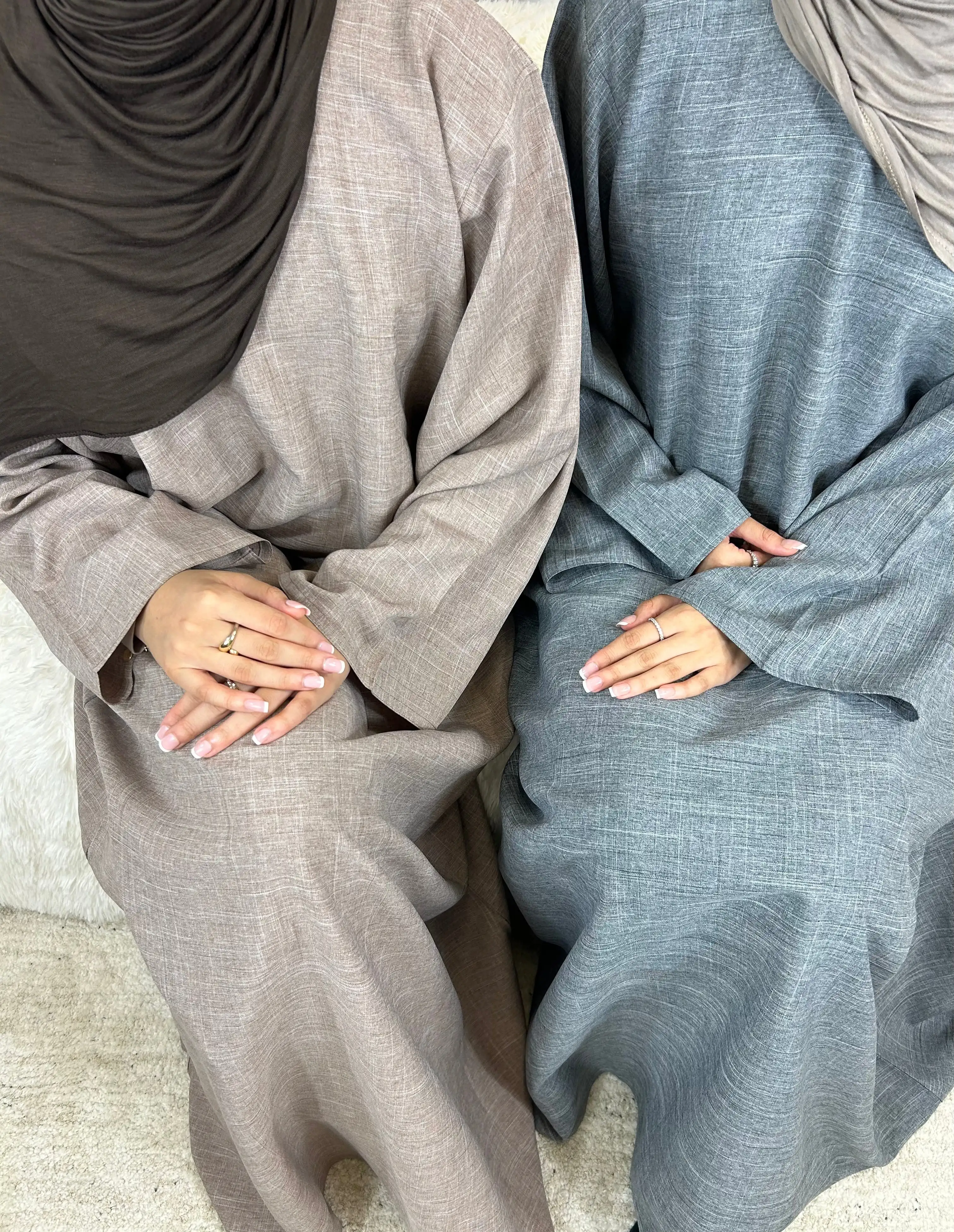 Vestido Abaya cerrado de lino y algodón para mujer, Abayas informales lisas de lujo de Dubái, caftán islámico de Ramadán, Hijab musulmán, 2024