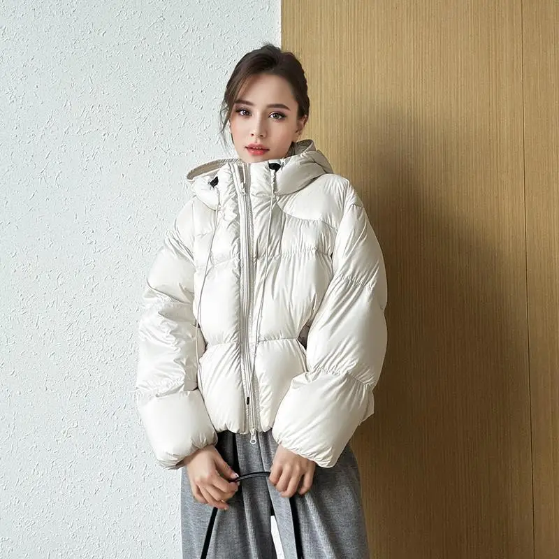 شتاء جديد ملابس خارجية معطف مقنع الكورية Sle مستقيم قطع الأبيض Du أسفل البخاخ المرأة ort Thiened #4