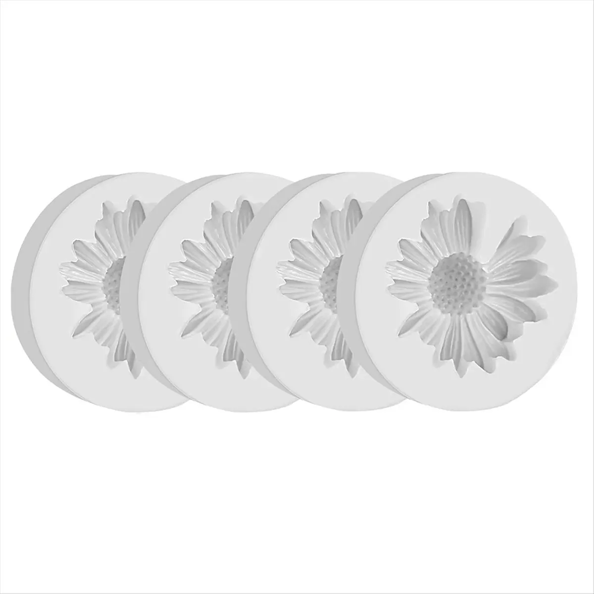 AA1479~4 Pcs Chrysanthemum Flower Silicone Mold Daisy Flower Fondant Cake Molds for Cake Chocolate Topper Decoration Cupcake